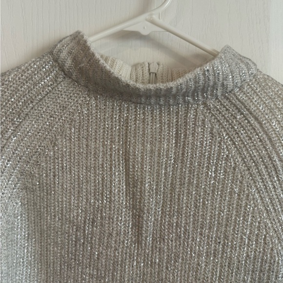 Chico's Silver and Cream Turtleneck Sweater - Picture 3 of 5